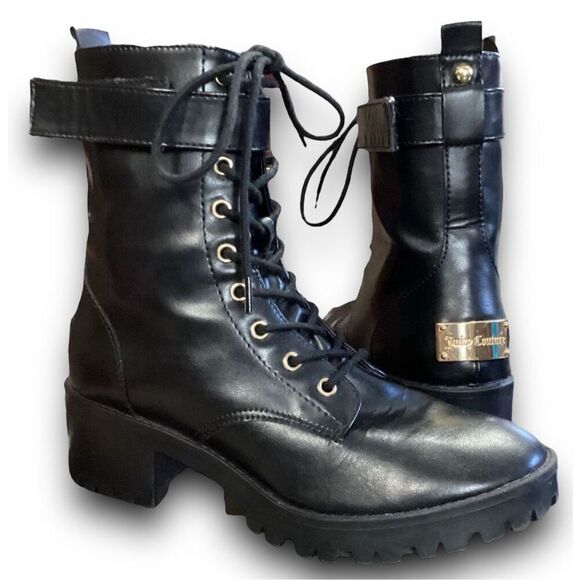 Juicy Couture Women’s Oodles Black Combat Boots - Picture 2 of 10